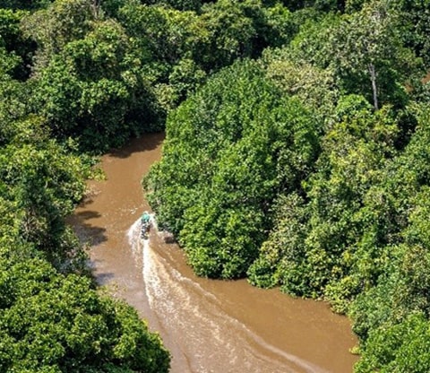 Boat on the river in Odzala